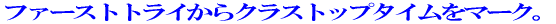 ファーストトライからクラストップタイムをマーク